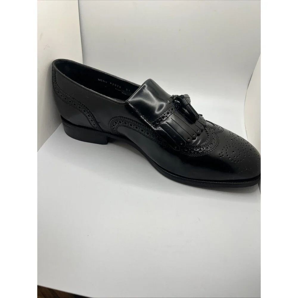 Men's 10 EEE X-Wide Florsheim Lexington black wingtip loafers dress shoes 17073